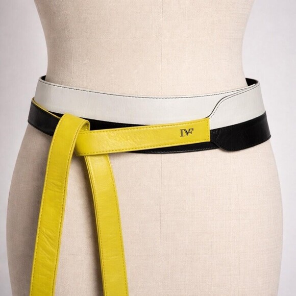 Vintage Diane Von Furstenberg Leather Wrap Belt Women Size small Colorblock